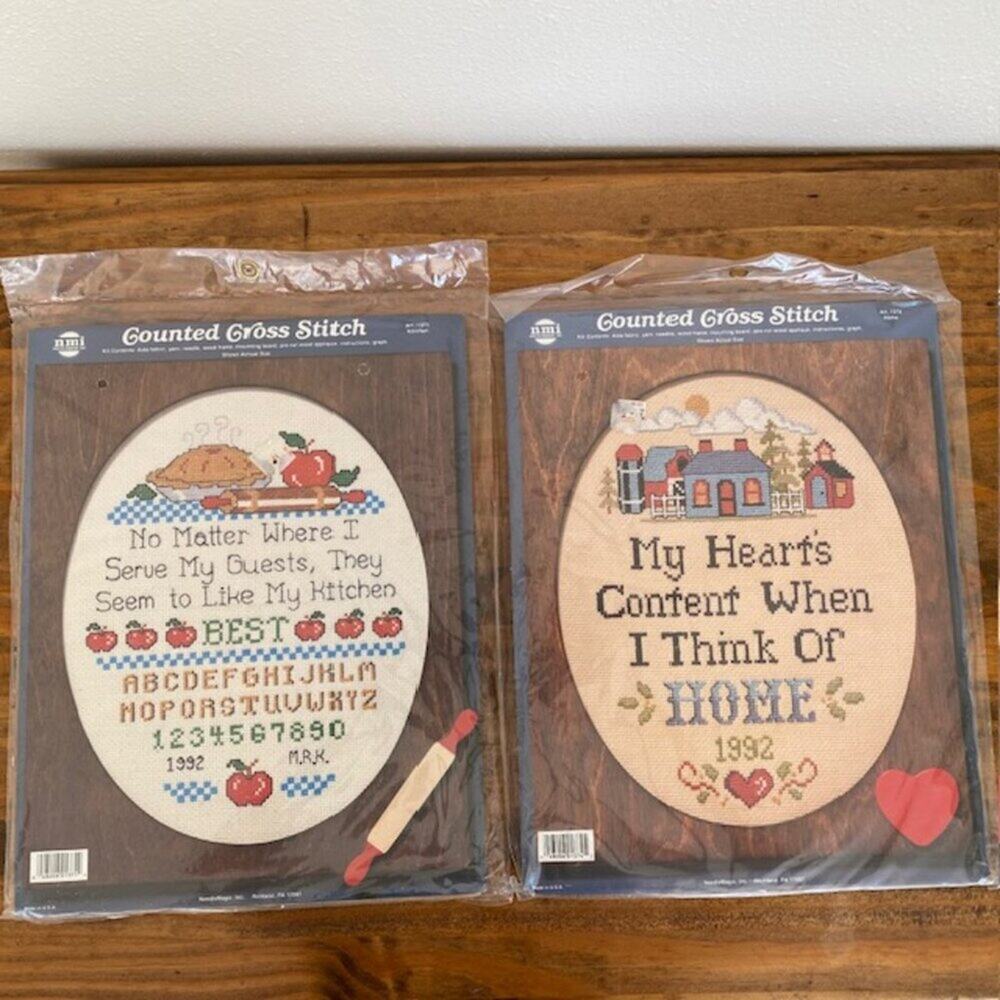 2 NMI Counted Cross Stitch Kits "Home" and "Kitchen"